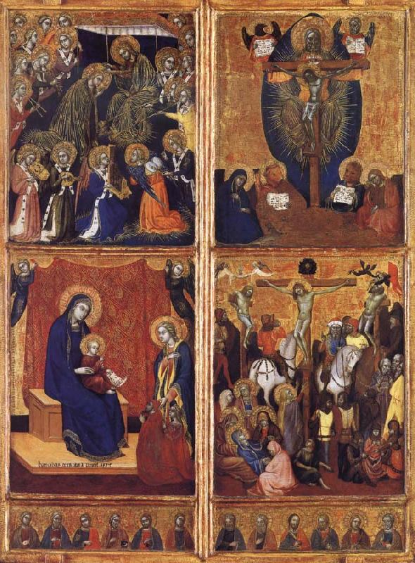 Barnaba Da Modena THe Coronation of the Virgin ,the trinity,the tirgin and child,the Crucifixion oil painting image